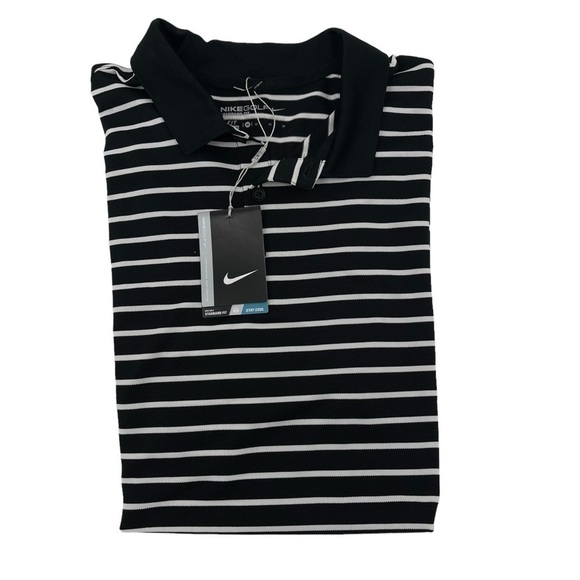 Nike Golf Men’s Size Small Icon Stripe Polo Shirt Black white NWT - Picture 2 of 12